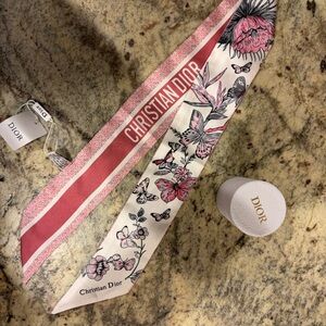 Dior Pink and Cream Floral Silk Scarf